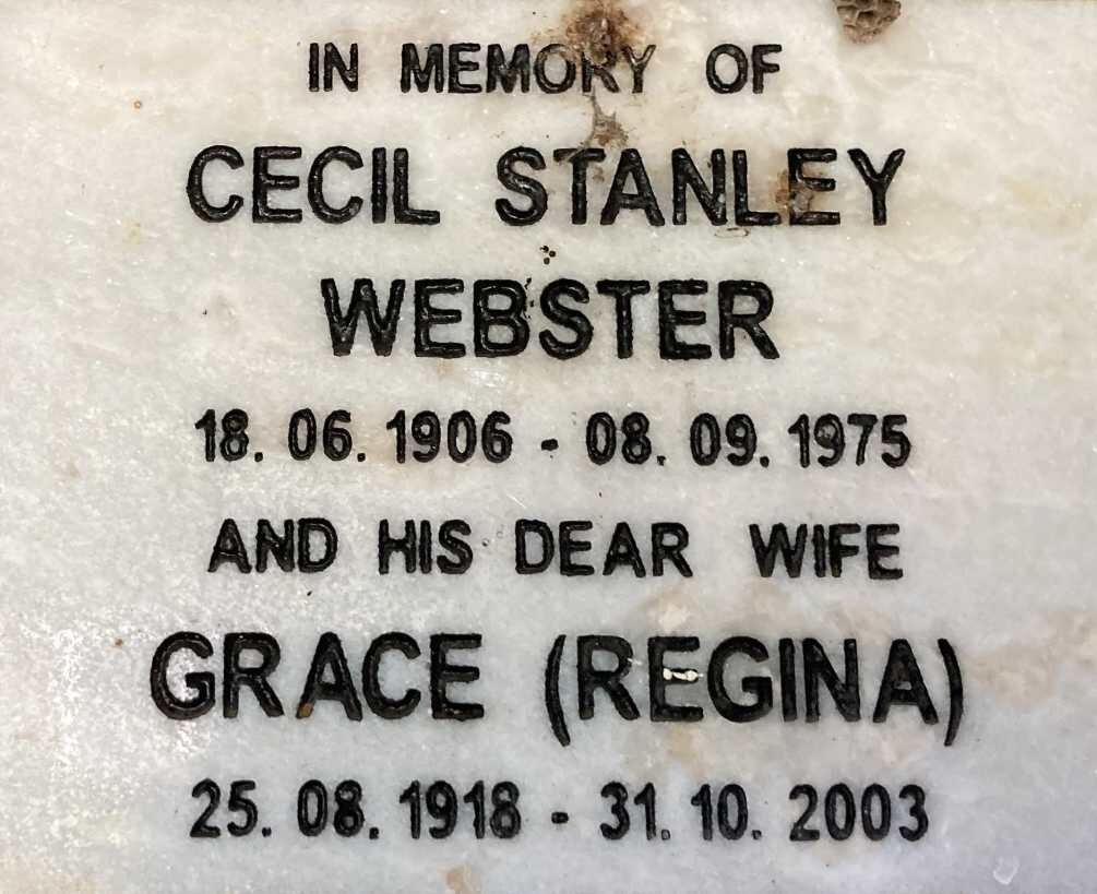 WEBSTER Cecil Stanley 1906-1975 & Grace 1918-2003