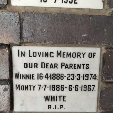 WHITE Monty 1886-1967 & Winnie 1886-1974