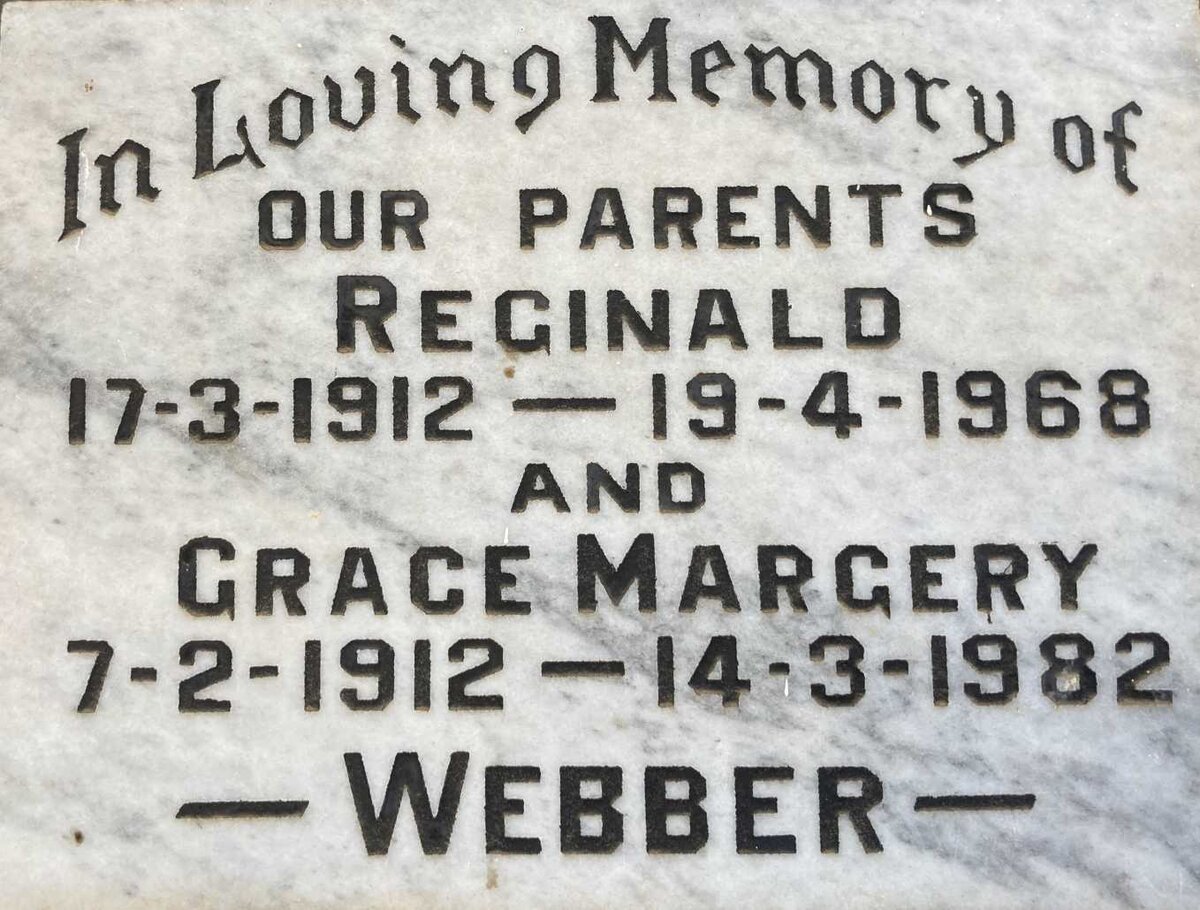 WEBBER Reginald 1912-1968 & Grace Margery 1912-1982