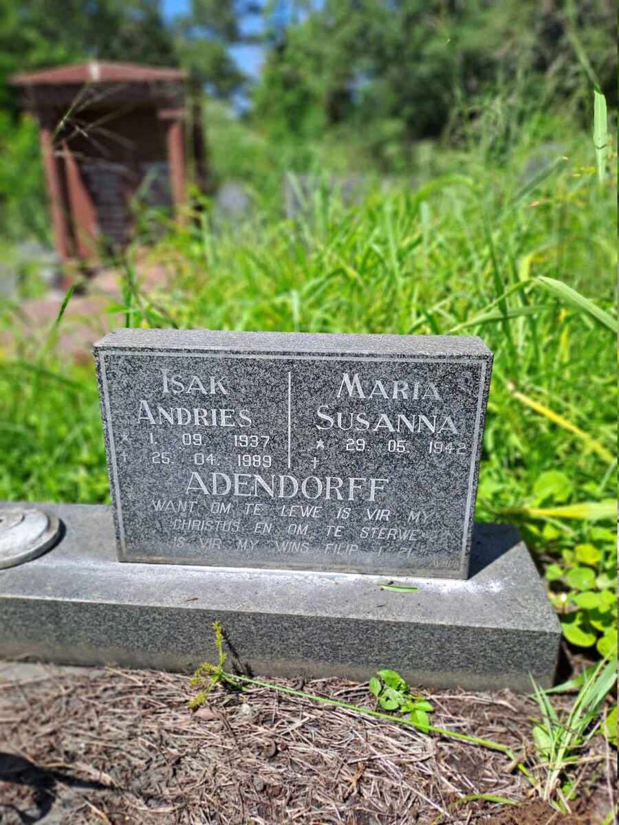ADENDORFF Isak Andries 1937-1989 & Maria Susanna 1942-