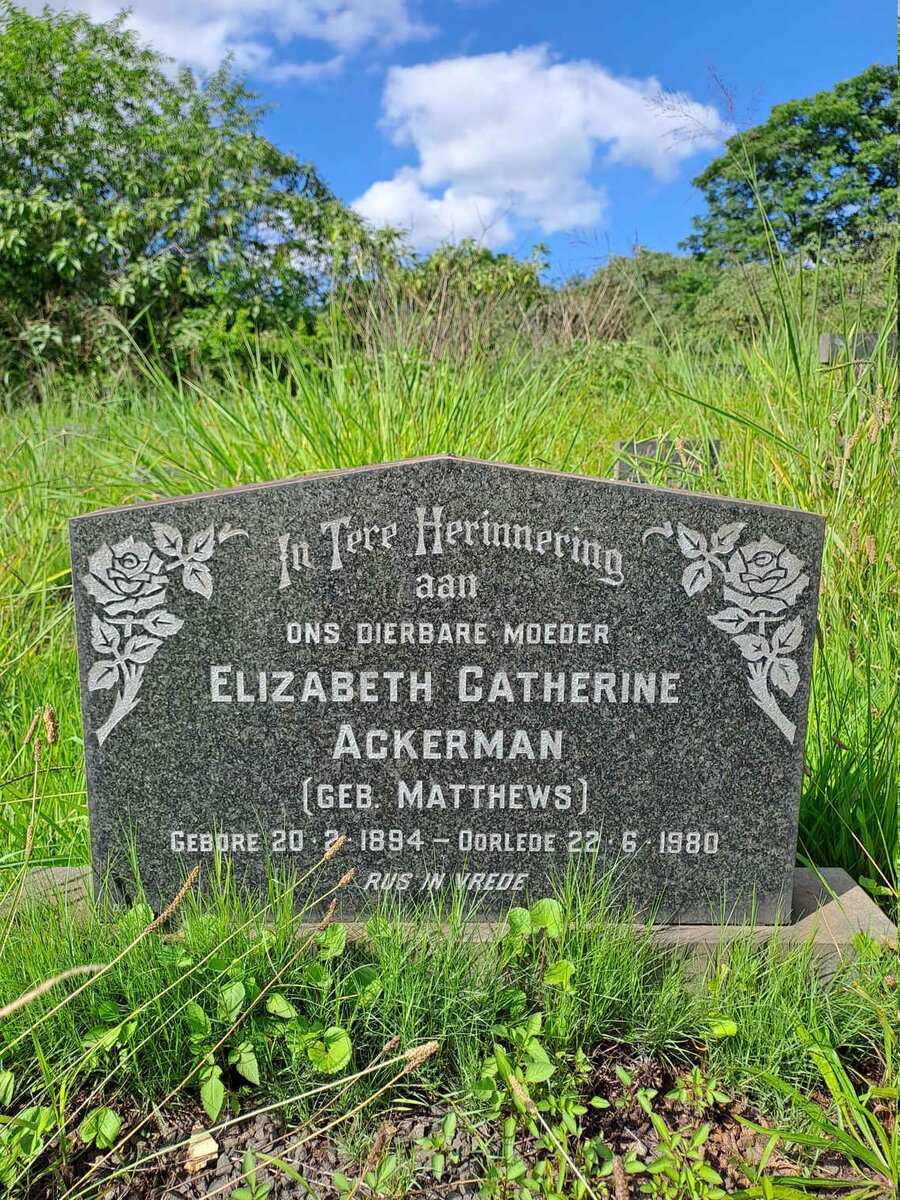 ACKERMAN Elizabeth Catherine nee MATTHEWS 1894-1980