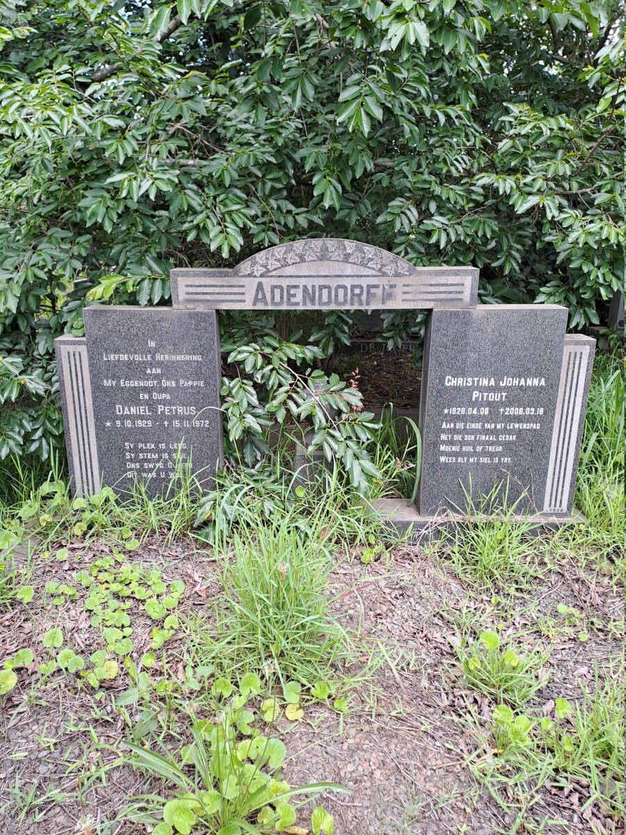 ADENDORFF Daniel Petrus 1929-1972 & Christina Johanna PITOUT 1928-2008