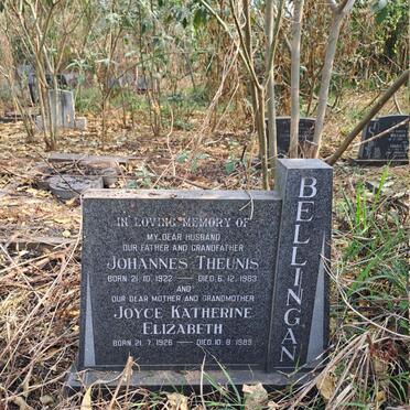 BELLINGAN Johannes Theunis 1922-1983 & Joyce Katherine Elizabeth 1926-1989