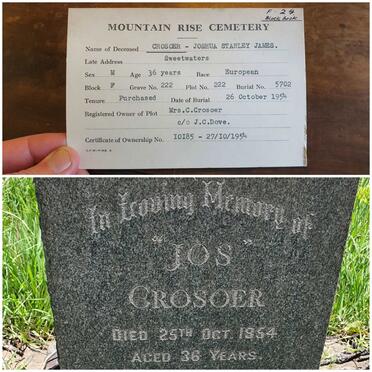 CROSOER Joshua Stanley James -1954