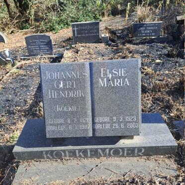 KOEKEMOER Johannes Gert Hendrik 1921-1987 & Elsie Maria 1923-2003
