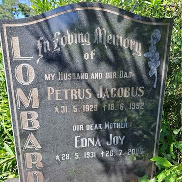 LOMBARD Petrus Jacobus 1929-1992 & Edna Joy 1931-2000