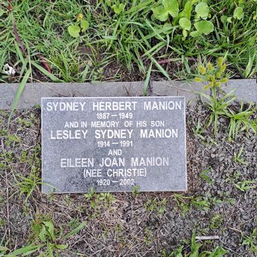 MANION Sydney Herbert 1887-1949 :: MANION Lesley Sydney 1914-1991 :: MANION Eileen Joan nee CHRISTIE 1920-2002