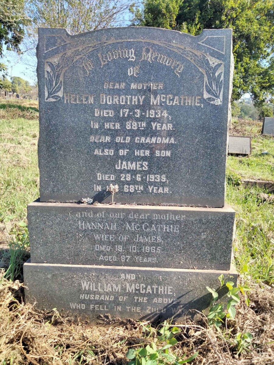 McCATHIE William & Helen Dorothy -1934 :: McCATHIE James -1935 & Hannah -1965