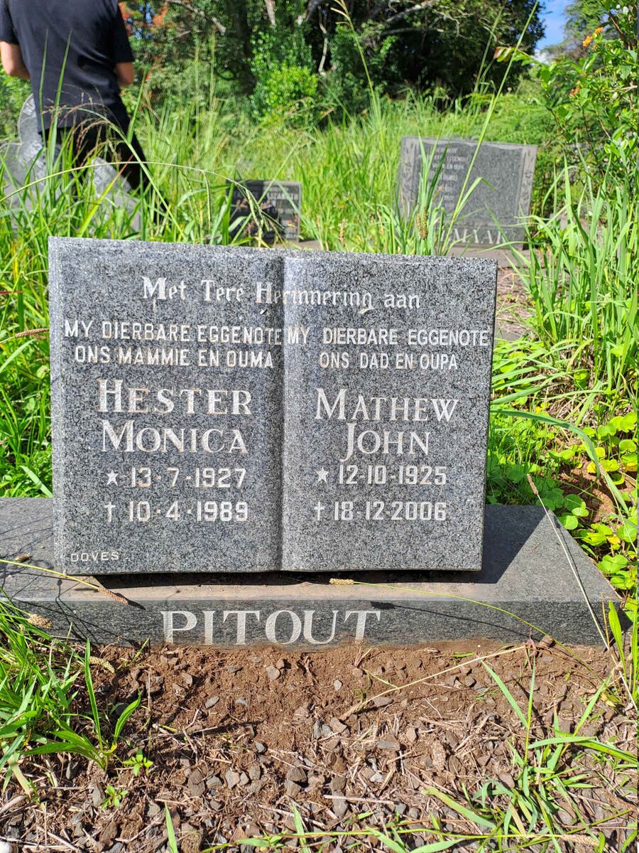 PITOUT Mathew John 1925-2006 & Hester Monica 1927-1989