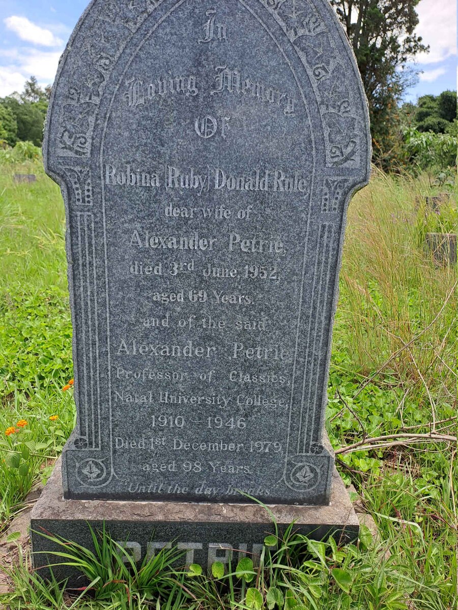 PETRIE Alexander -1979 & Robina Donald Rule -1952