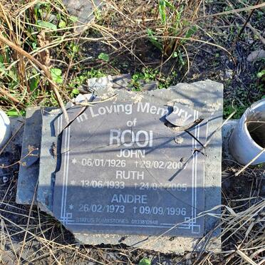 ROOI John 1926-2007 :: ROOI Ruth 1933-2005 :: ROOI Andre 1973-1996