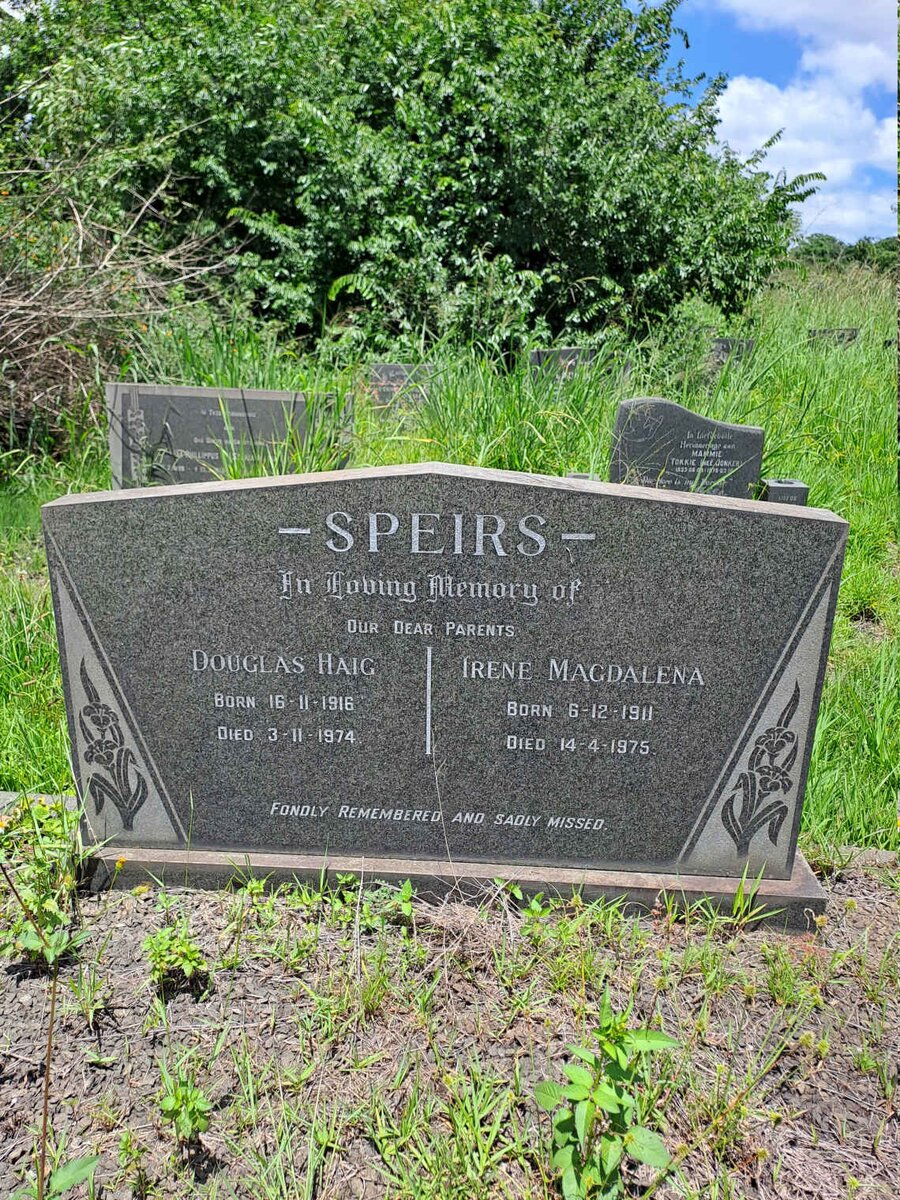 SPEIRS Douglas Haig 1916-1974 & Irene Magdalena 1911-1975