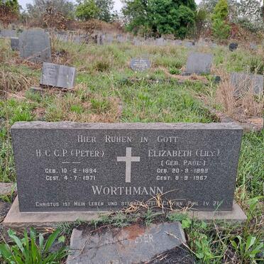 WORTHMANN H.C.C.P. 1894-1971 & Elizabeth PAUL 1899-1967 :: ? Erwin Peter