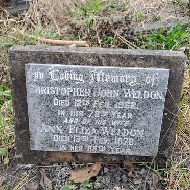 WELDON Christopher John -1962 & Ann Eliza -1970