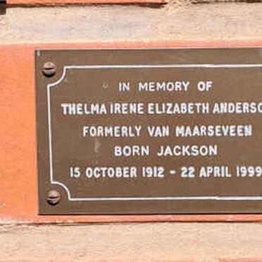 ANDERSON Thelma Irene Elizabeth formerly VAN MAARSEVEEN nee JACKSON