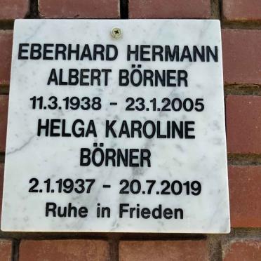 BORNER Eberhard Hermann Albert 1938-2005 &amp; Helga Karoline 1937-2019