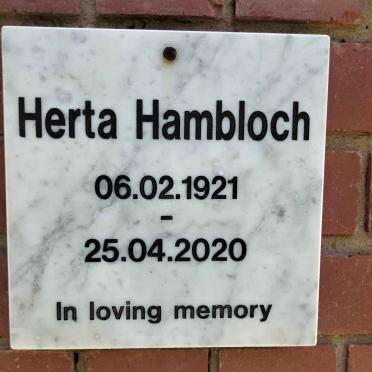 HAMBLOCH Herta 1921-2020
