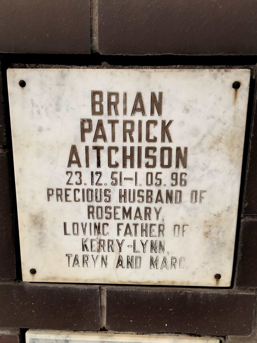 AITCHISON Brian Patrick 1951-1996