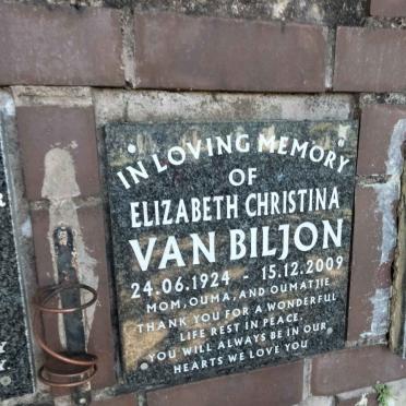 BILJON Elizabeth Christina, van 1924-2009