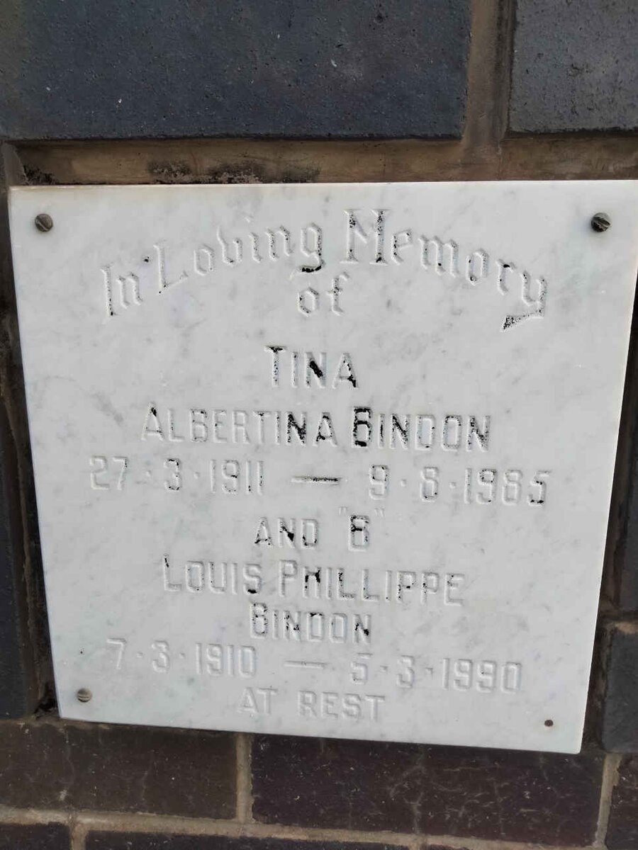 BINDON Louis Phillippe 1910-1990 &amp; Tina Albertina 1911-1985