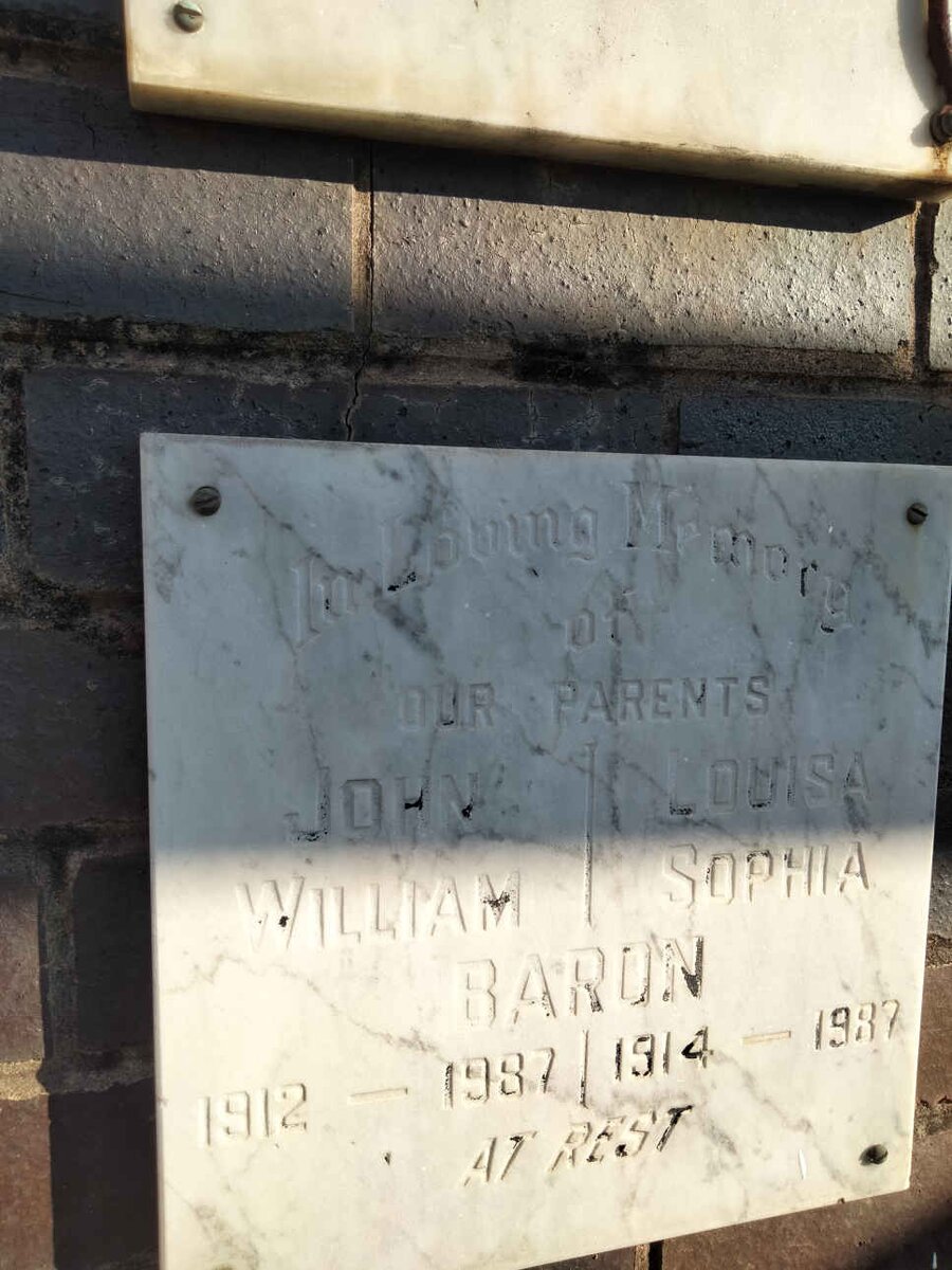 BARON John William 1912-1987 &amp; Louisa Sophia 1914-1987