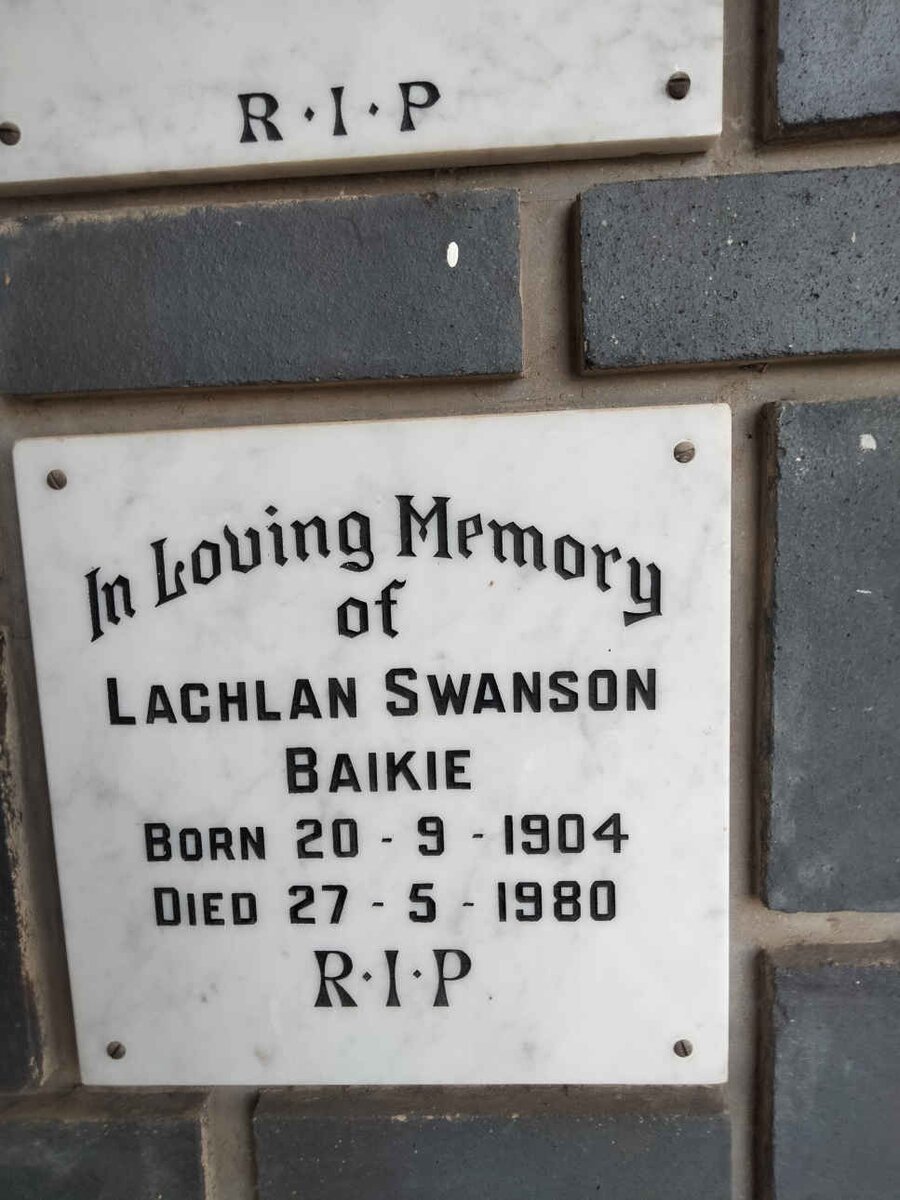 BAIKIE Lachlan Swanson 1904-1980