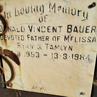 BAUER Donald Vincent 1953-1984