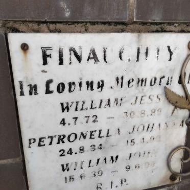 FINAUGHTY William John 1939-2004 & Petronella Johanna 1934-199? :: FINAUGHTY William Jess 1972-1989