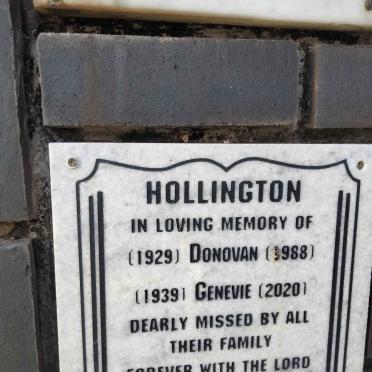 HOLLINGTON Donovan 1929-1988 &amp; Genevie 1939-2020