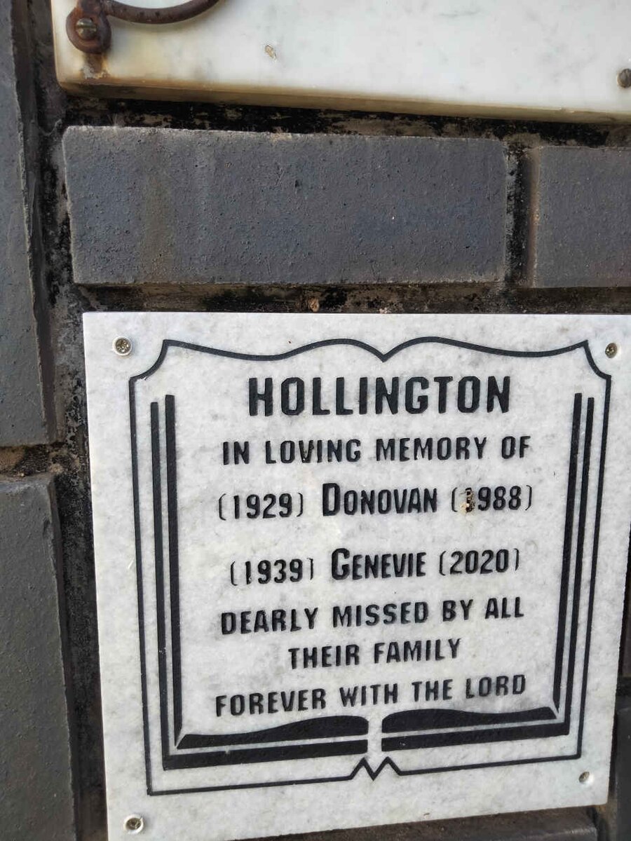 HOLLINGTON Donovan 1929-1988 &amp; Genevie 1939-2020
