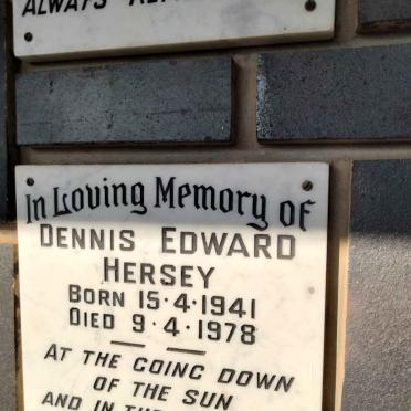 HERSEY Dennis Edward 1941-1978