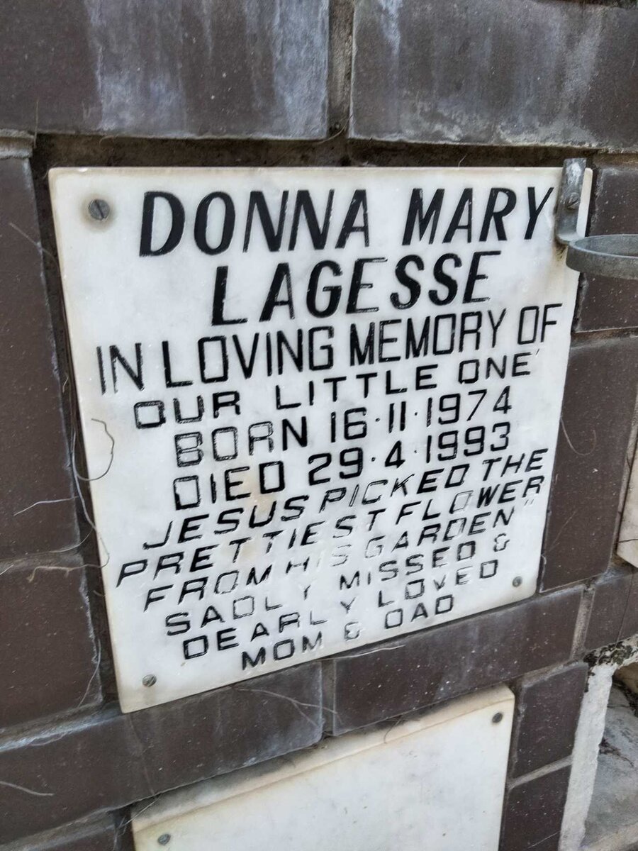 LAGESSE Donna Mary 1974-1993