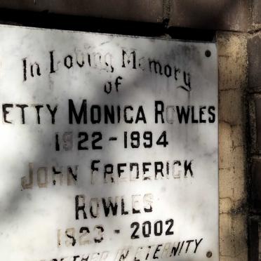 ROWLES John Frederick 1923-2002 &amp; ?etty Monica 1922-1994