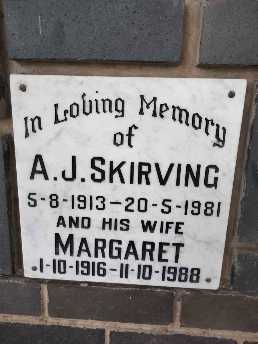SKIRVING A.J. 1913-1981 &amp; Margaret 1916-1988