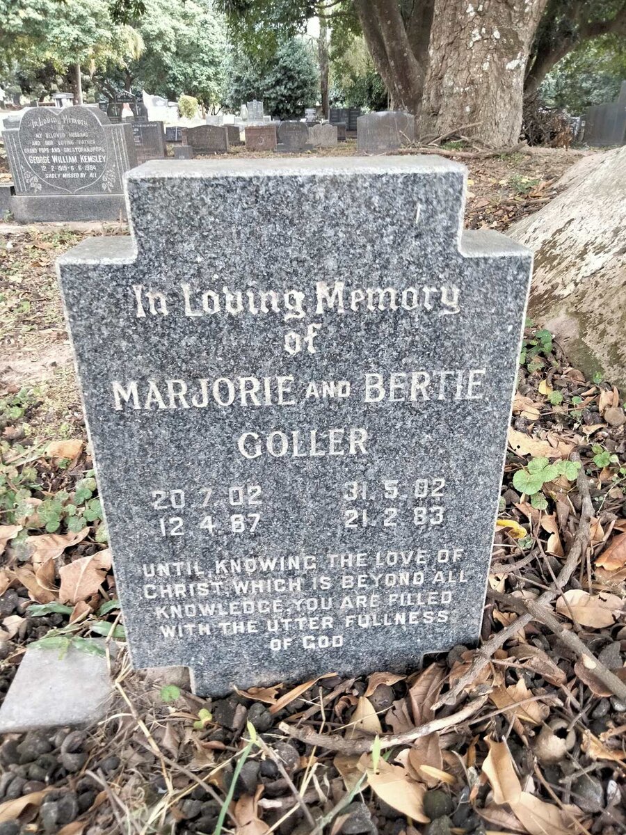 GOLLER Bertie 1902-1983 &amp; Marjorie 1902-1987