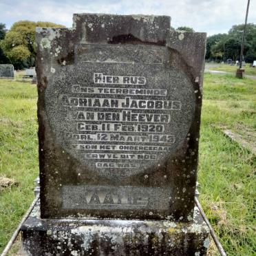 HEEVER Adriaan Jacobus, van den 1920-1943