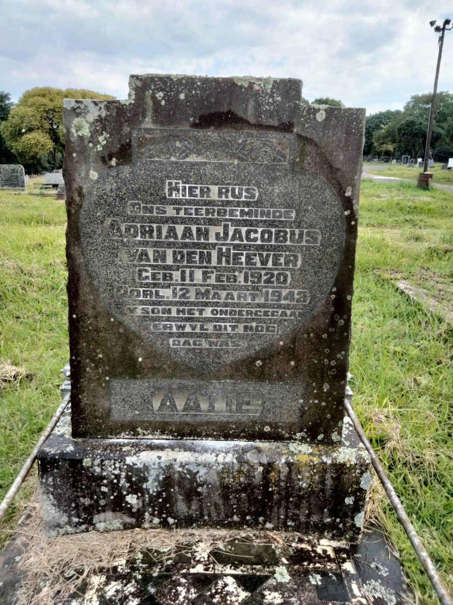 HEEVER Adriaan Jacobus, van den 1920-1943