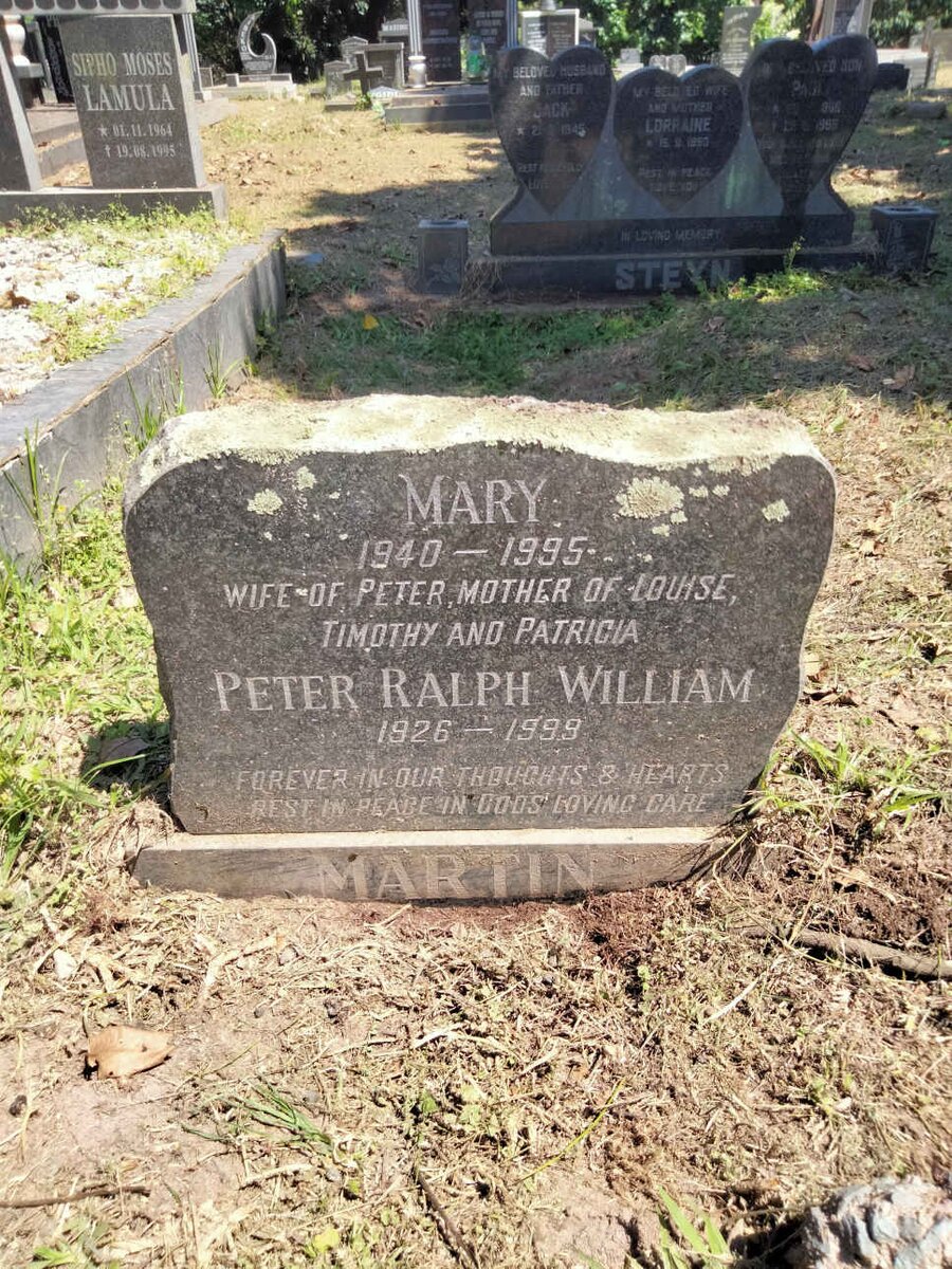 MARTIN Peter Ralph William 1926-1999 &amp;  Mary 1940-1995