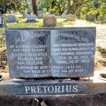 PRETORIUS Markus Albertus 1930-1991 & Catharina Johanna 1932-2013