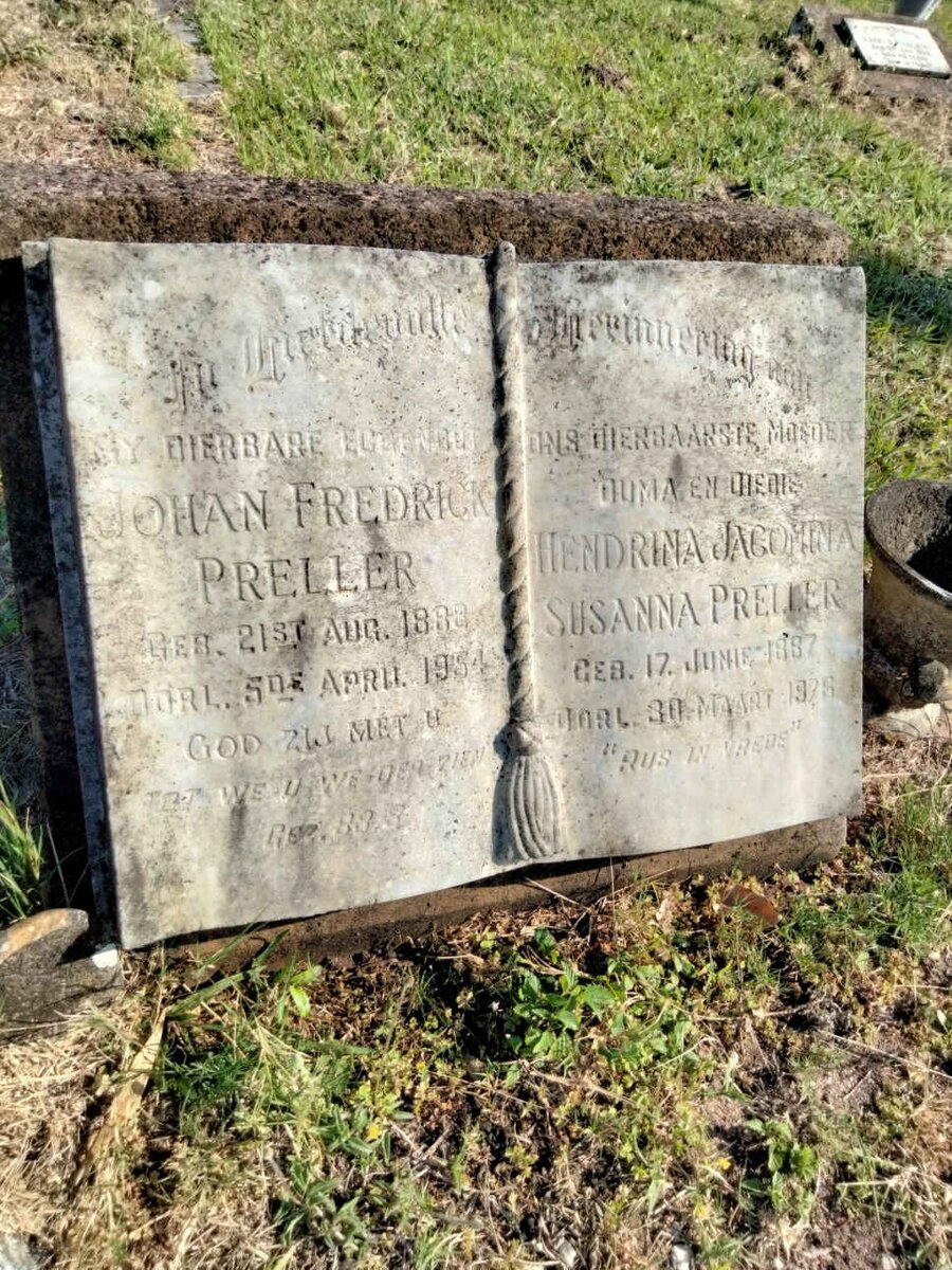 PRELLER Johan Fredrick 188?-1954 &amp; Hendrina Jacomina Susanna 1887-1975