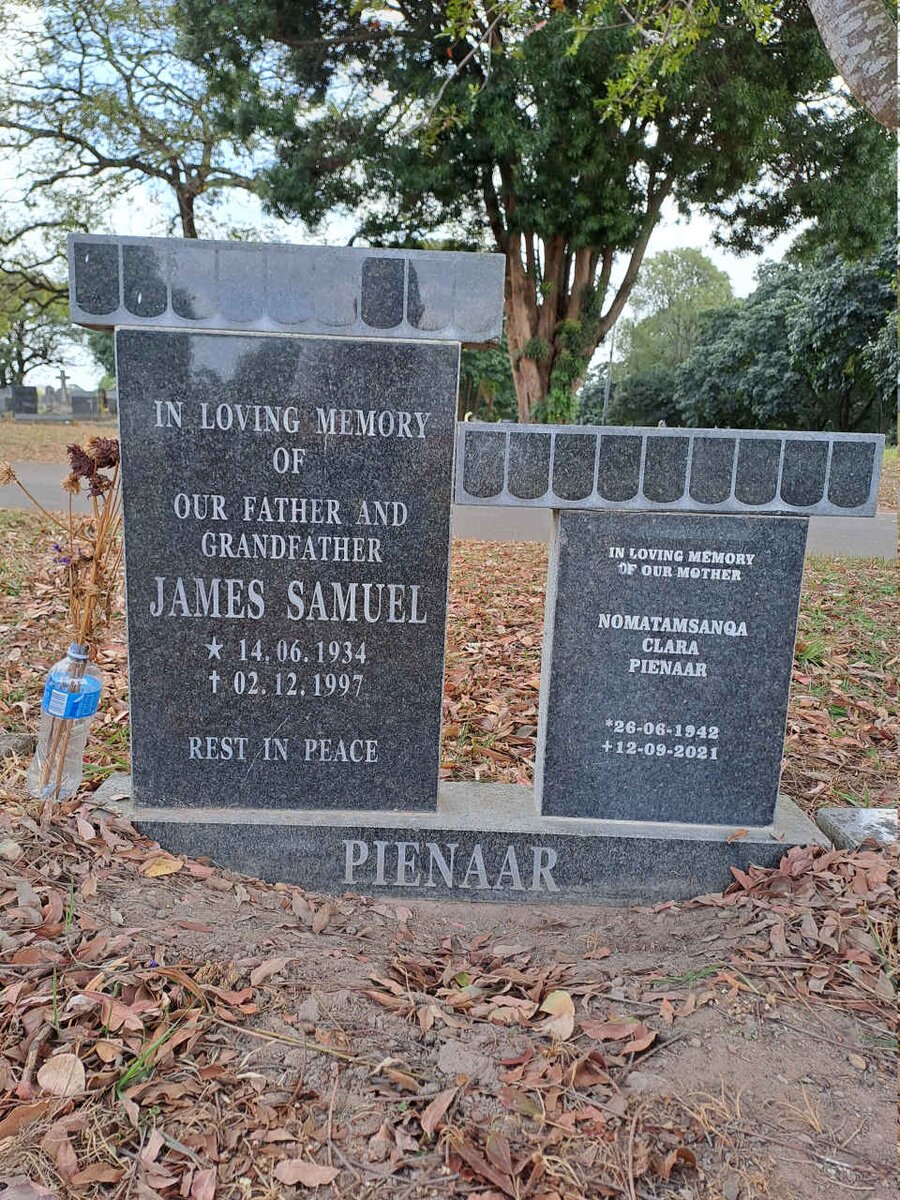 PIENAAR James Samuel 1934-1997 & Nomatamsanqa Clara 1942-2021