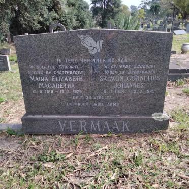 VERMAAK Salmon Cornelius Johannes 1904-1975 &amp; Maria Elizabeth Magaretha 1916-1979