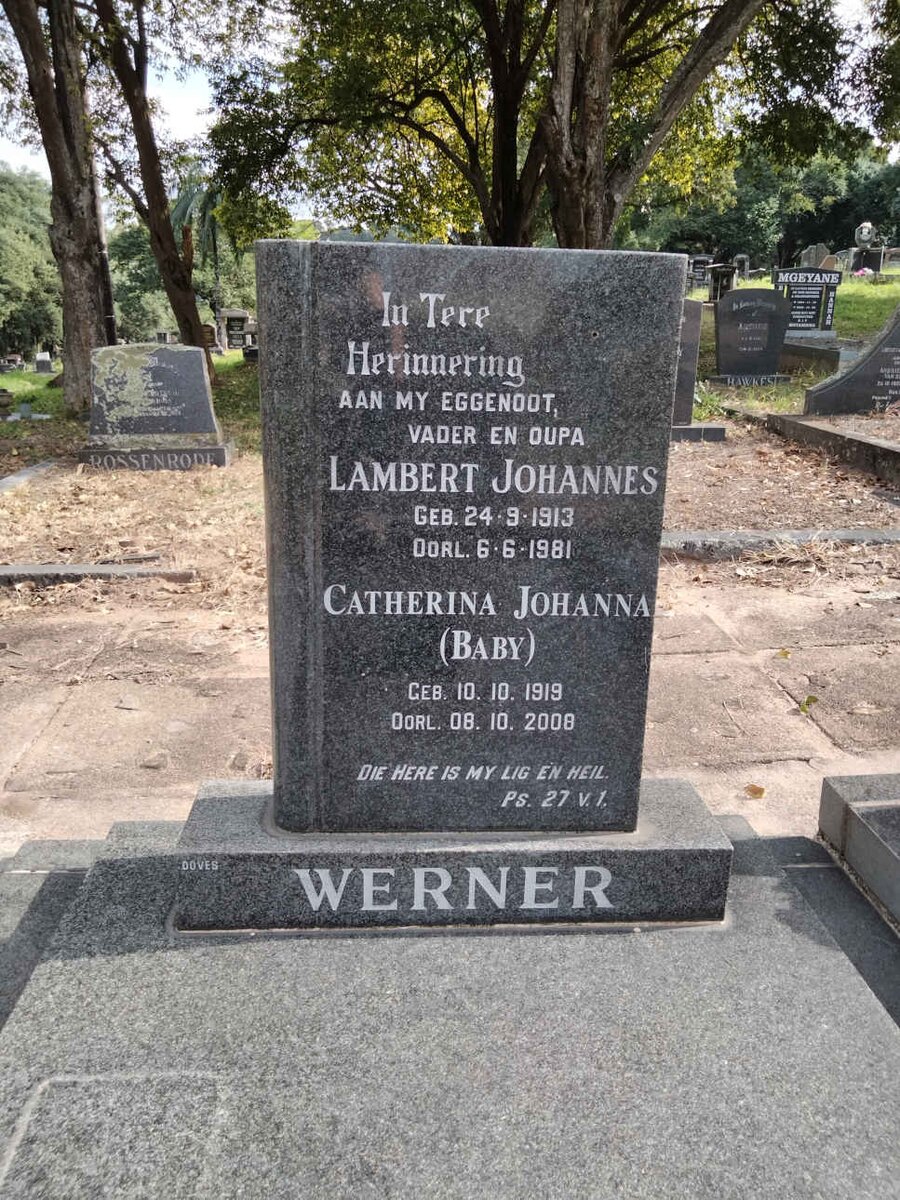 WERNER Lambert Johannes 1913-1981 &amp; Catherina Johanna 1919-2008