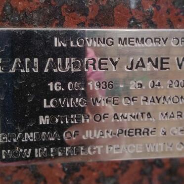 WRIGHT Jean Audrey Jane 1936-2004