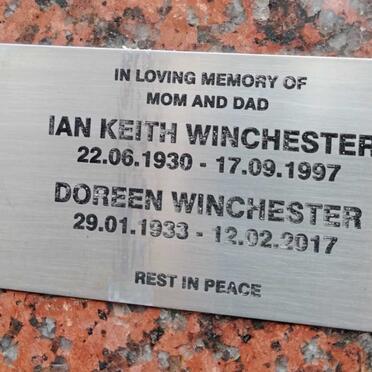 WINCHESTER Ian Keith 1930-1997 & Doreen 1933-2017