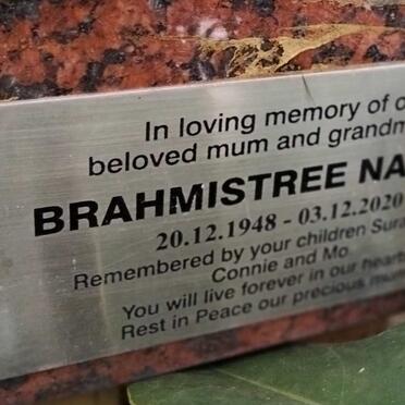 NAIDOO Brahmistree 1948-2020