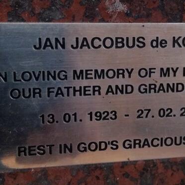 KOCK Jan Jacobus, de 1923-2007