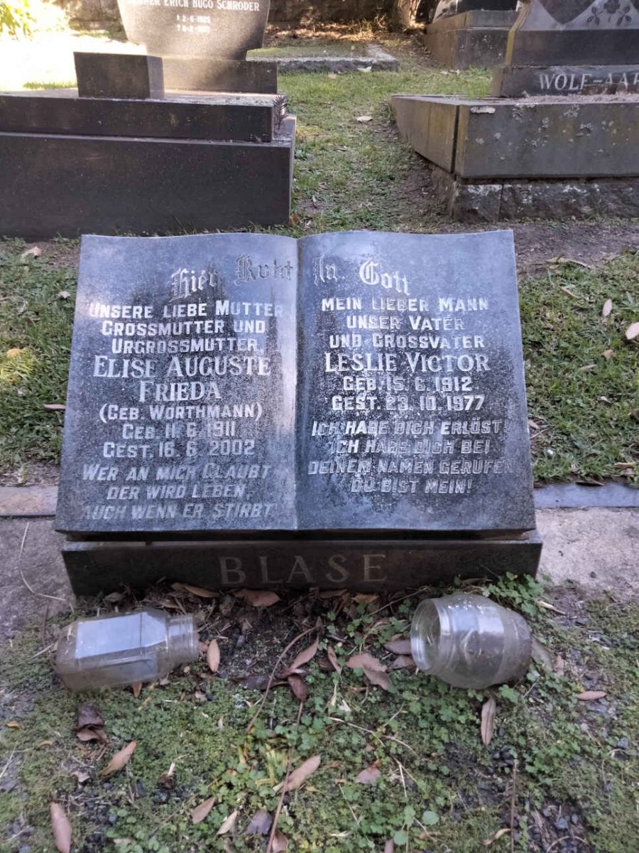 BLASE Leslie Victor 1912-1977 &amp; Elise Auguste Frieda WORTHMANN 1911-2002