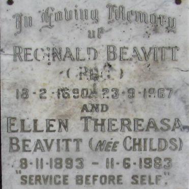BEAVITT Reginald 1890-1967 &amp; Ellen Thereasa CHILDS 1893-1983