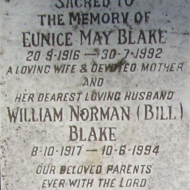 BLAKE William Norman 1917-1994 &amp; Eunice May 1916-1992